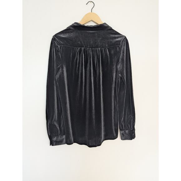 ModCloth Be Buzzworthy Black Velvet Button Up Top - Picture 7 of 7